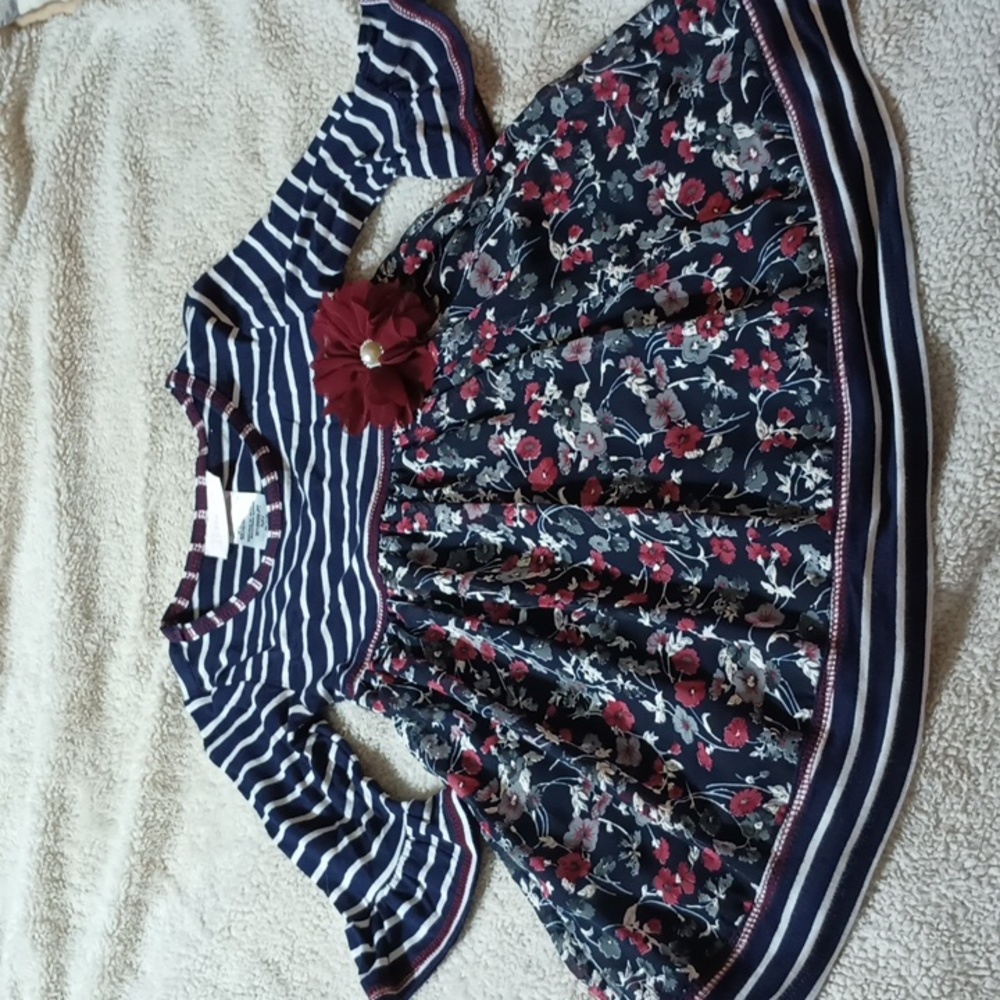 Bonnie Baby 24 Month Navy Blue, White & Burgundy Dress & Diaper Cover Like New! - Picture 2 of 10